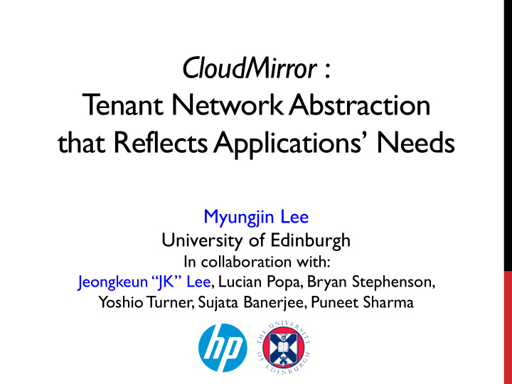 cloudmirror t enant network abstraction that reflects