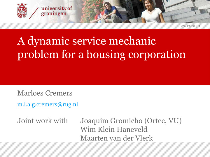 a dynamic service mechanic problem for a housing