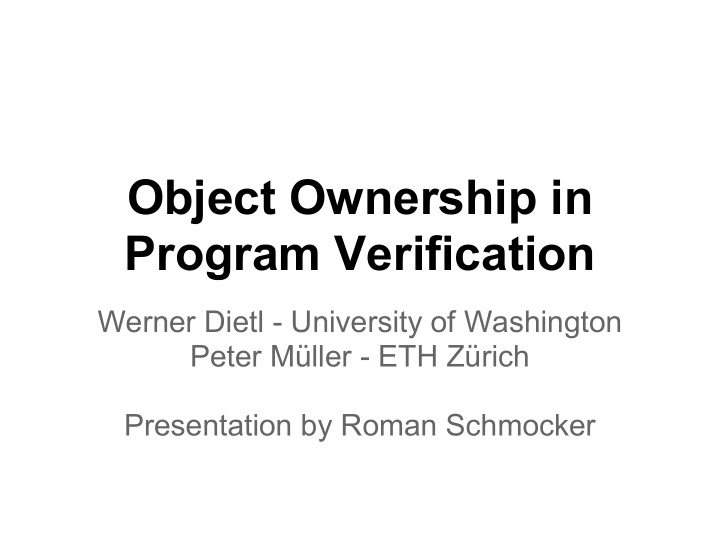 object ownership in program verification