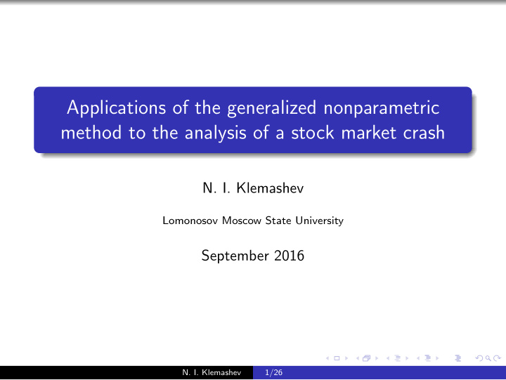 applications of the generalized nonparametric method to