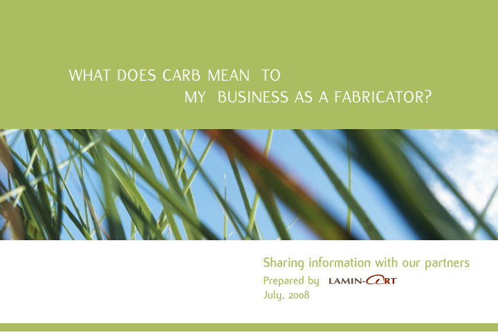 what does carb mean to my business as a fabricator indoor