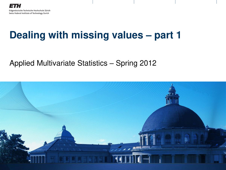 dealing with missing values part 1