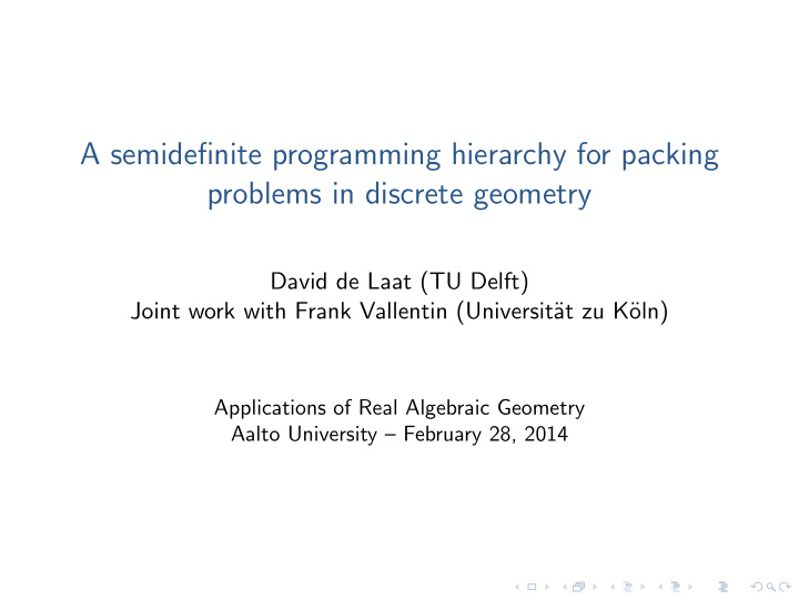 a semidefinite programming hierarchy for packing problems