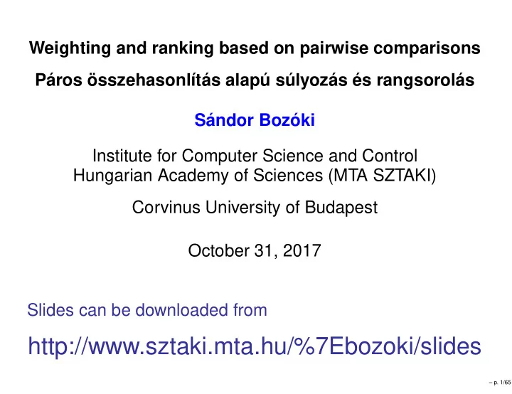 http sztaki mta hu bozoki slides