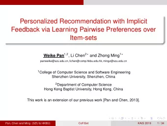 Personalized Recommendation with Implicit  Feedback via Learning Pairwise Preferences over