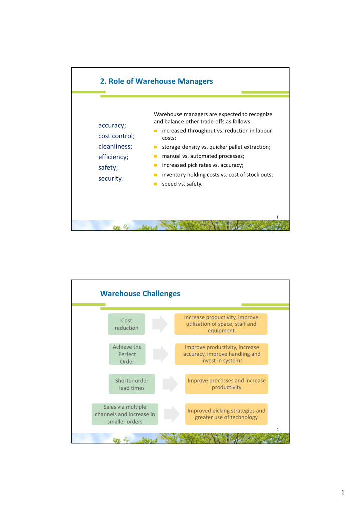 2 role of warehouse managers