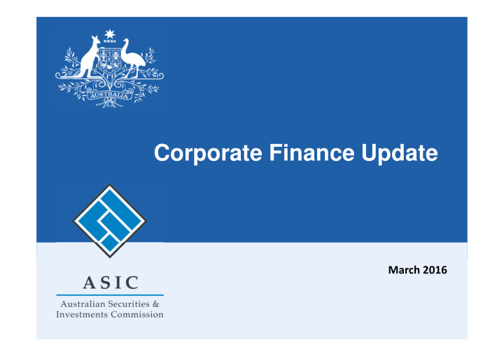 corporate finance update