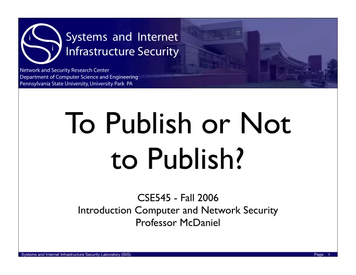 to publish or not to publish