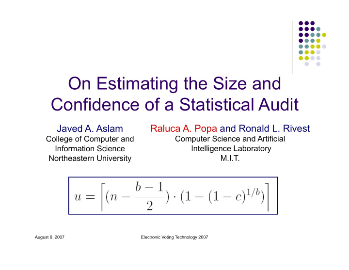 on estimating the size and confidence of a statistical
