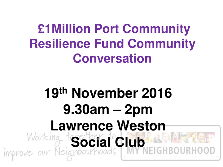 1million port community resilience fund community