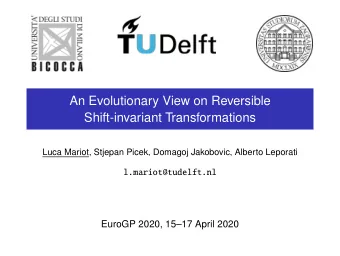 An Evolutionary View on Reversible  Shift-invariant Transformations  Luca Mariot, Stjepan Picek,