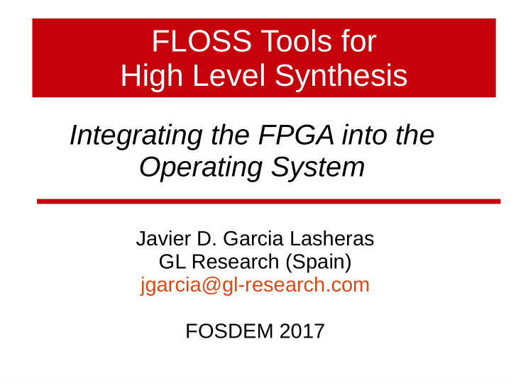 floss tools for high level synthesis