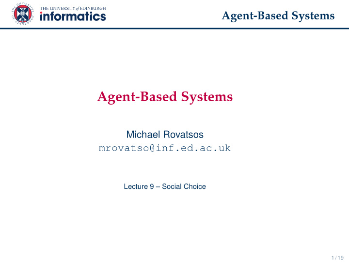 agent based systems