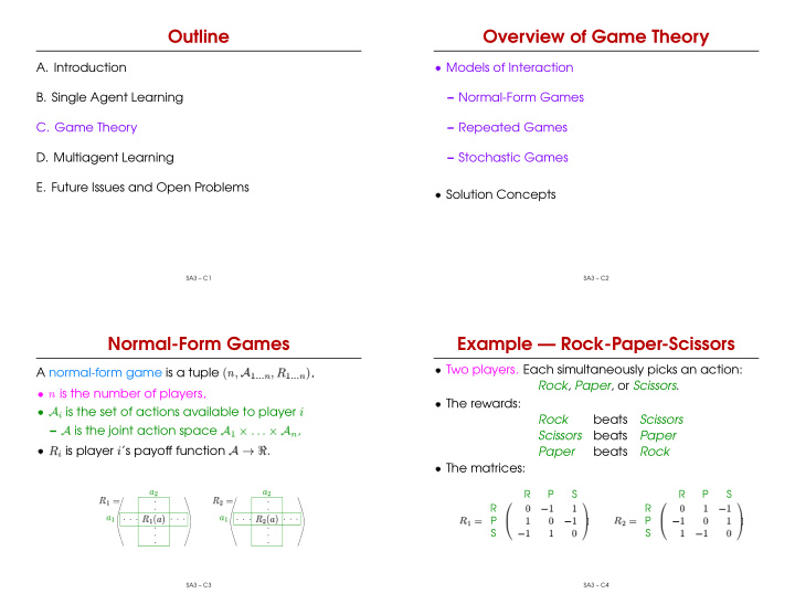 outline overview of game theory