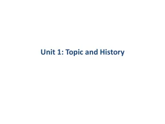 Unit 1: Topic and History Learning goals  Unit 1  I.  What is multicriteria optimization and