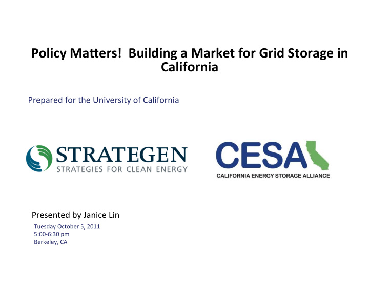 policy ma ers building a market for grid storage in