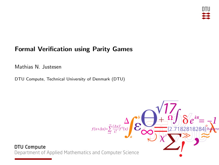 formal verification using parity games