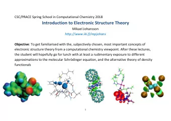 Introduction to Electronic Structure Theory  Mikael Johansson  http://www.iki.fi/mpjohans Objective