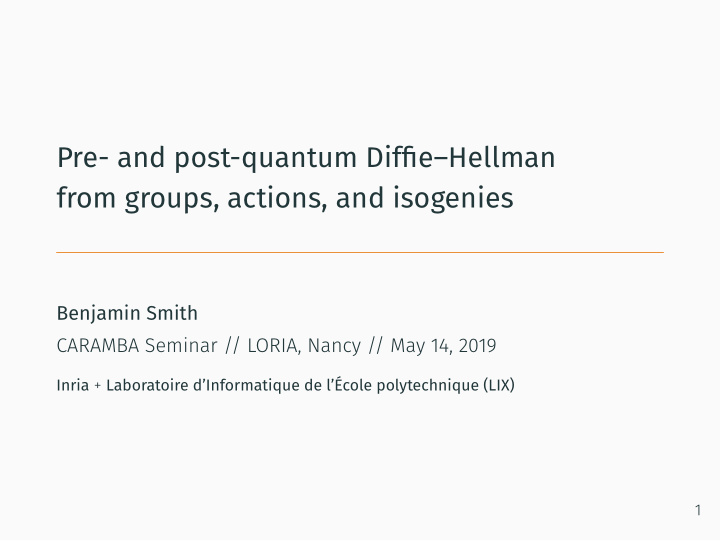 pre and post quantum diffie hellman from groups actions