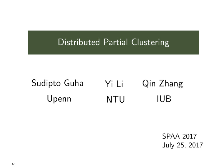 distributed partial clustering sudipto guha qin zhang yi
