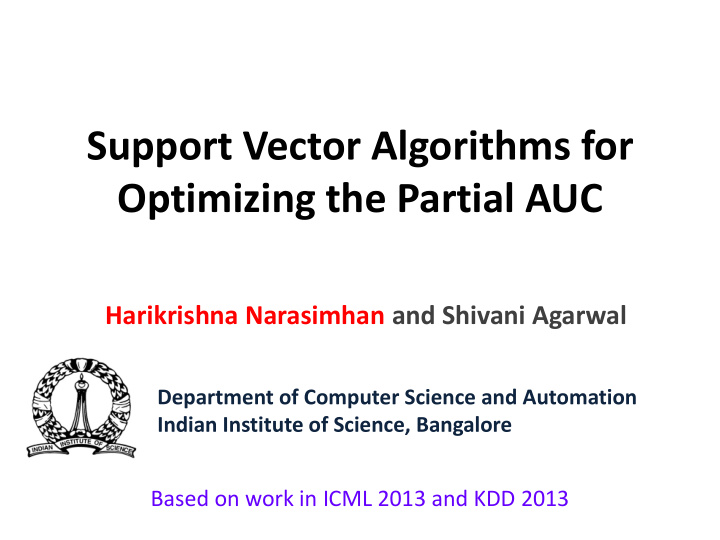 optimizing the partial auc