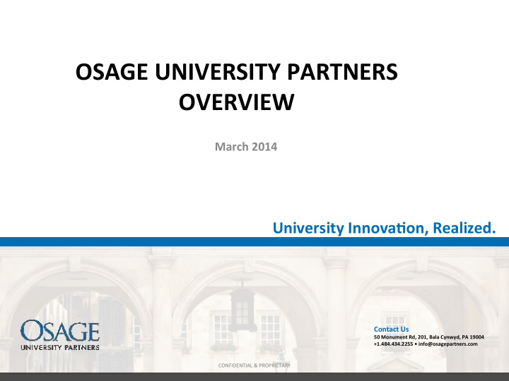 osage university partners overview