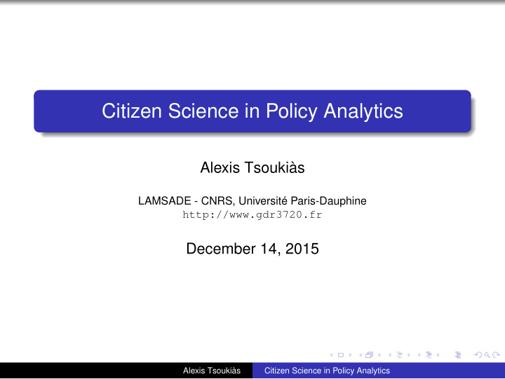citizen science in policy analytics