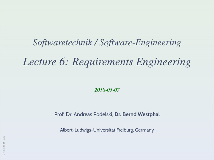 lecture 6 requirements engineering
