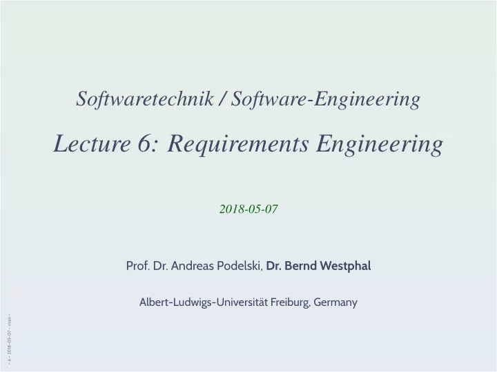 lecture 6 requirements engineering