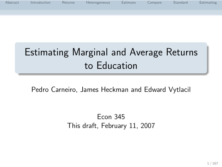 estimating marginal and average returns to education