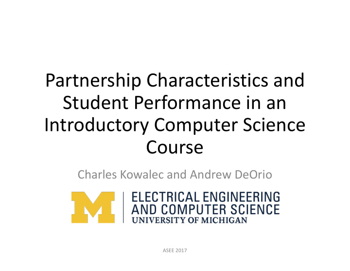 partnership characteristics and student performance in an