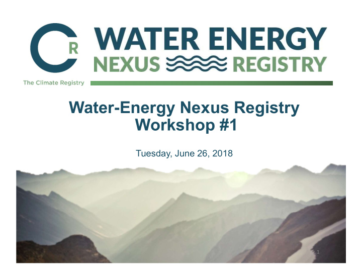 water energy nexus registry workshop 1