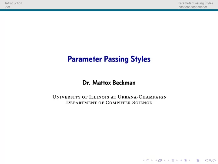 parameter passing styles