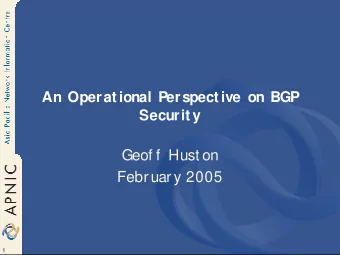 Geof f  Hust on  February 2005  1  Disclaimer  This is not  a descript ion of  t he  approach t