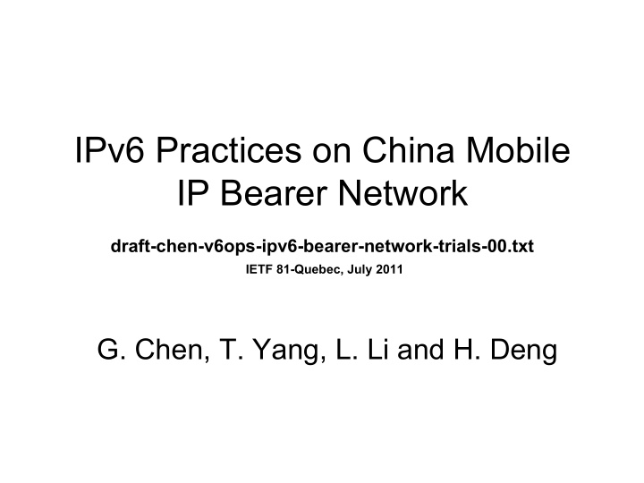 ipv6 practices on china mobile