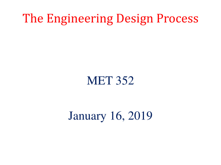 the engineering design process