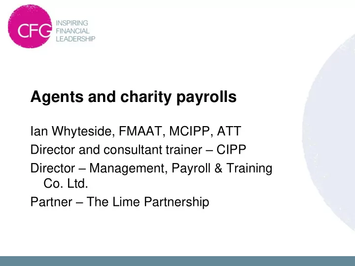 agents and charity payrolls