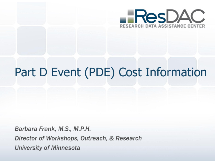 part d event pde cost information