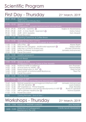 Scientific Program  First Day - Thursday 21 st March, 2019  08:00 - 09:00  Registration  Welcome