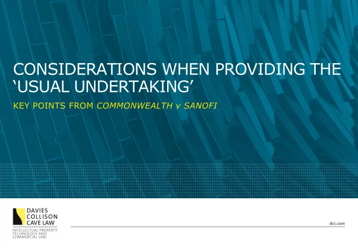 considerations when providing the usual undertaking