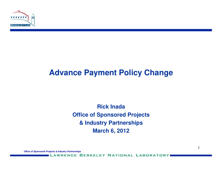 advance payment policy change