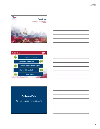 Agenda  Contractor provisions  Contractor provisions  Employee or contractor?  Employee or