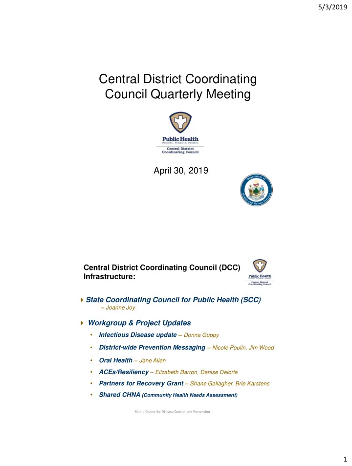 central district coordinating council quarterly meeting