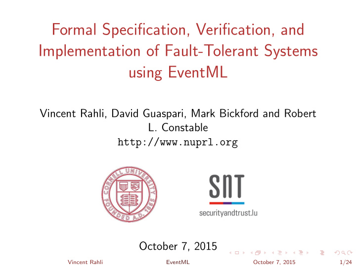 formal specification verification and implementation of