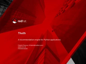 Thoth  A recommendation engine for Python applications  Fridolin Pokorny