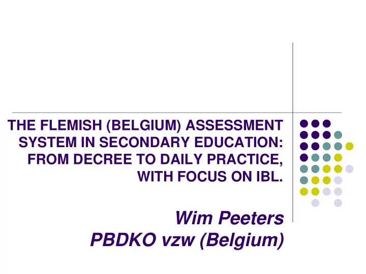 wim peeters pbdko vzw belgium abstract