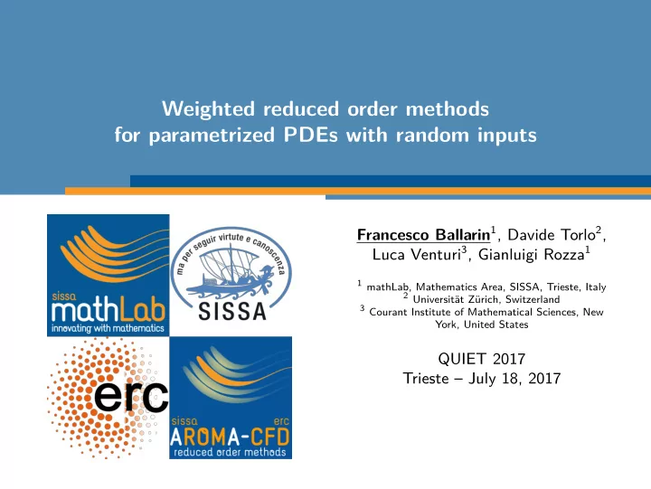 weighted reduced order methods for parametrized pdes with