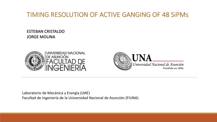timing resolution of active ganging of 48 sipms