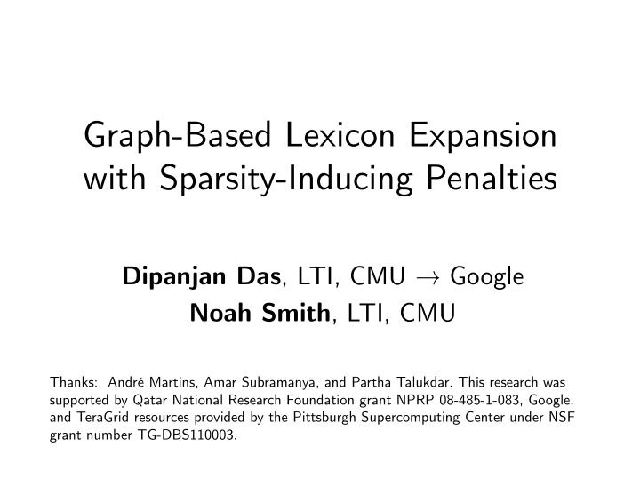 graph based lexicon expansion with sparsity inducing