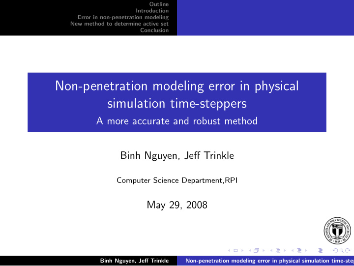 non penetration modeling error in physical simulation